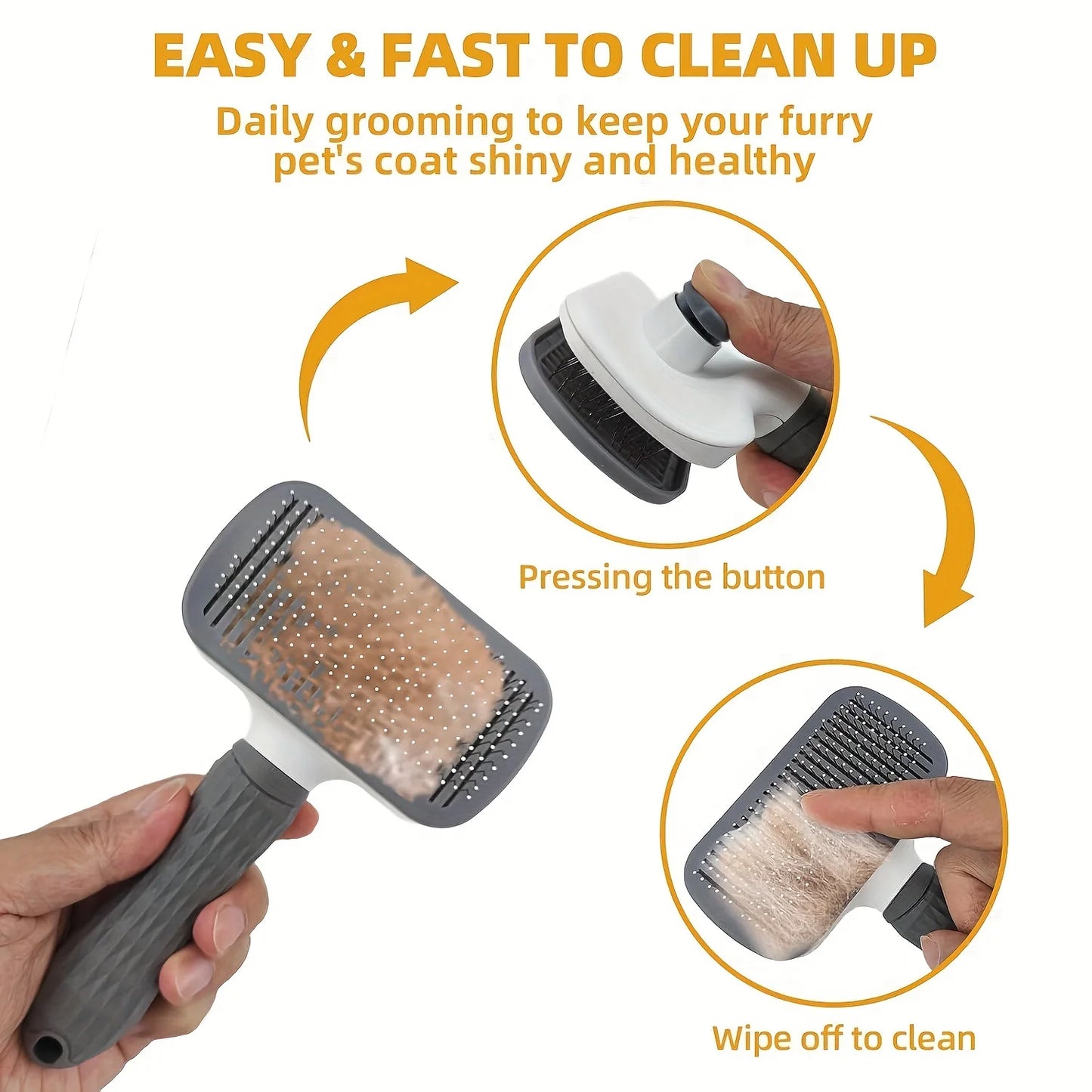8pcs/set Dog Grooming Kit, Self-cleaning Pet Grooming Set with Nail Clippers And File, Flea Comb, Shampoo Bath Brush, Hair Remov